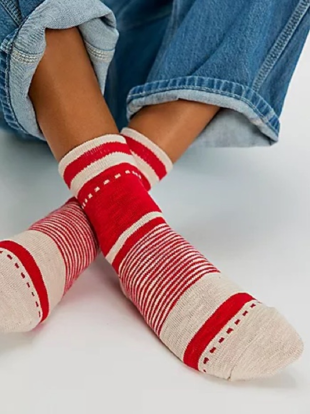NWT FREE PEOPLE Sunset Stripe Socks | Red MSRP $14